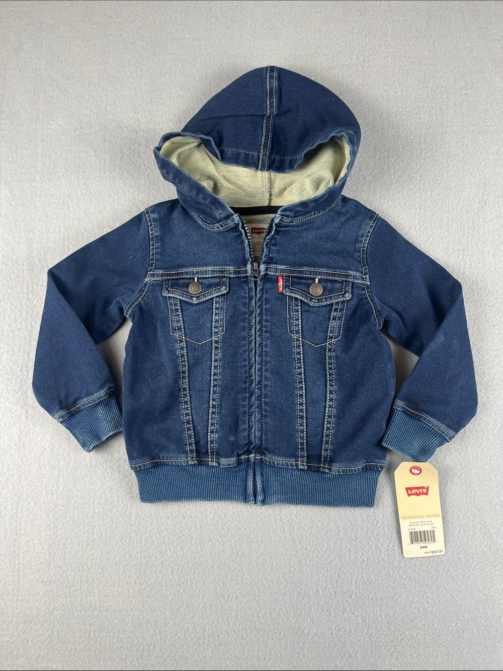 Levi's Baby Hooded Denim Jacket - Dark Blue NWT
Size: 24 months